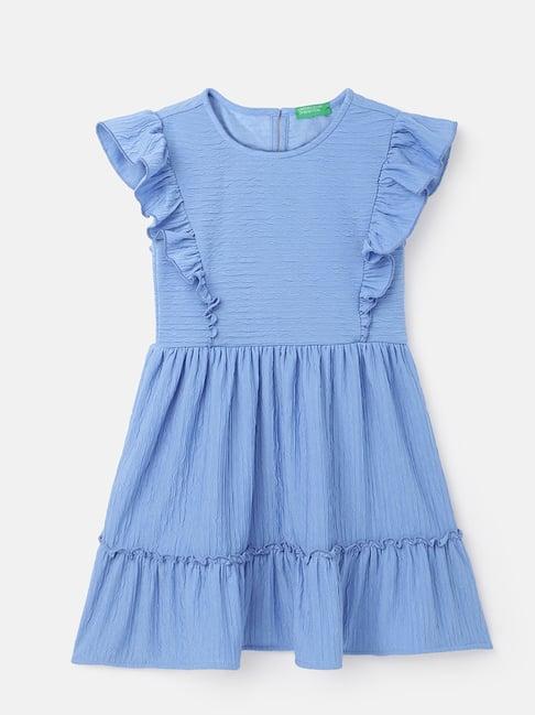 united colors of benetton kids sky blue solid dress