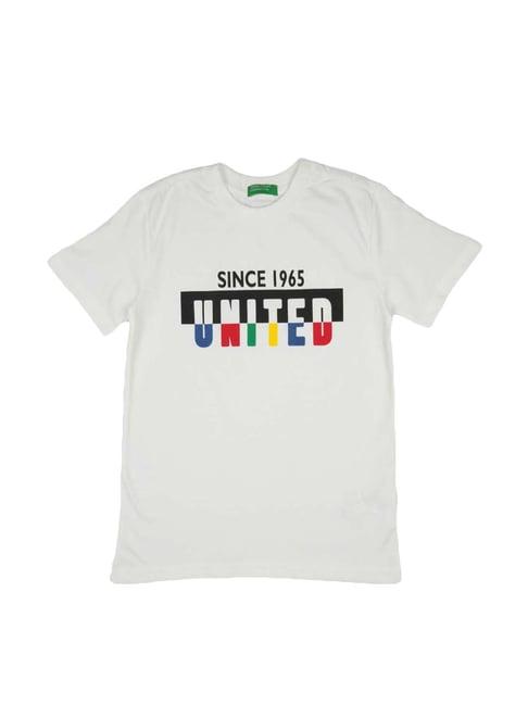 united colors of benetton kids white cotton logo print t-shirt