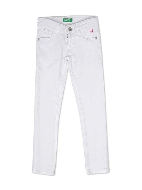 united colors of benetton kids white regular fit jeans