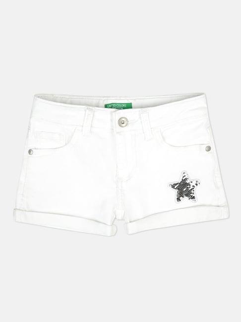 united colors of benetton kids white sequence shorts