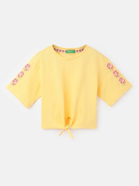united colors of benetton kids yellow solid top