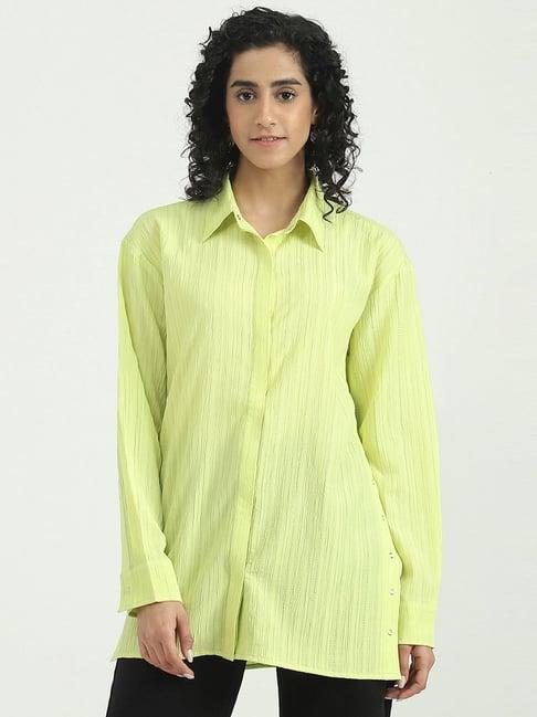 united colors of benetton lemon yellow regular fit shirt