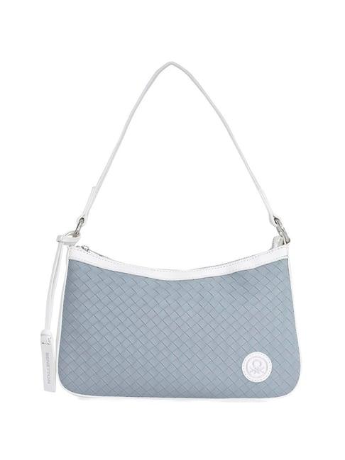 united colors of benetton lia powder blue pu textured hobo shoulder handbag