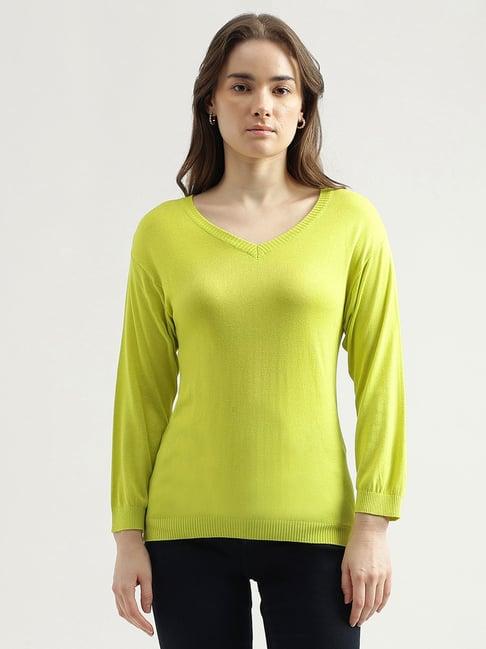 united colors of benetton light green regular fit sweater