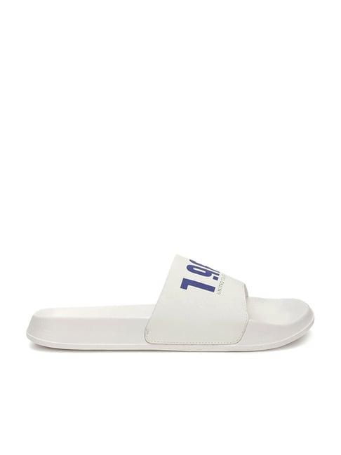 united colors of benetton men's white slides