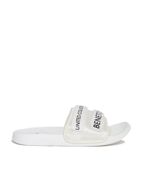 united colors of benetton men's white slides