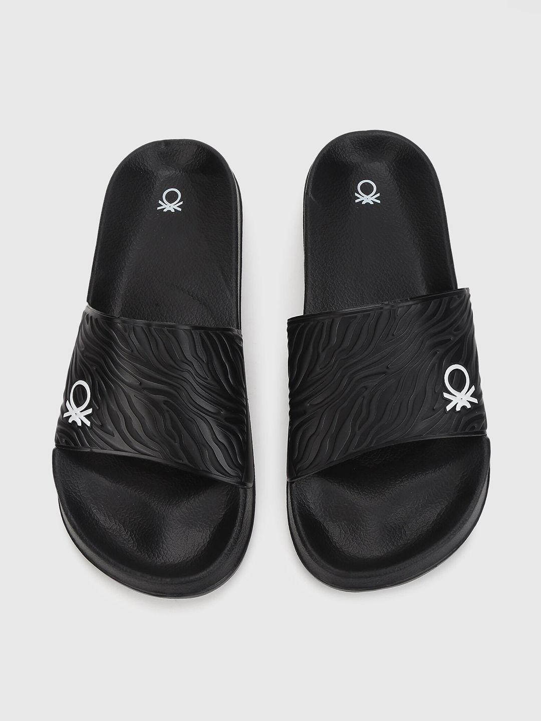 united colors of benetton men black & white self design sliders