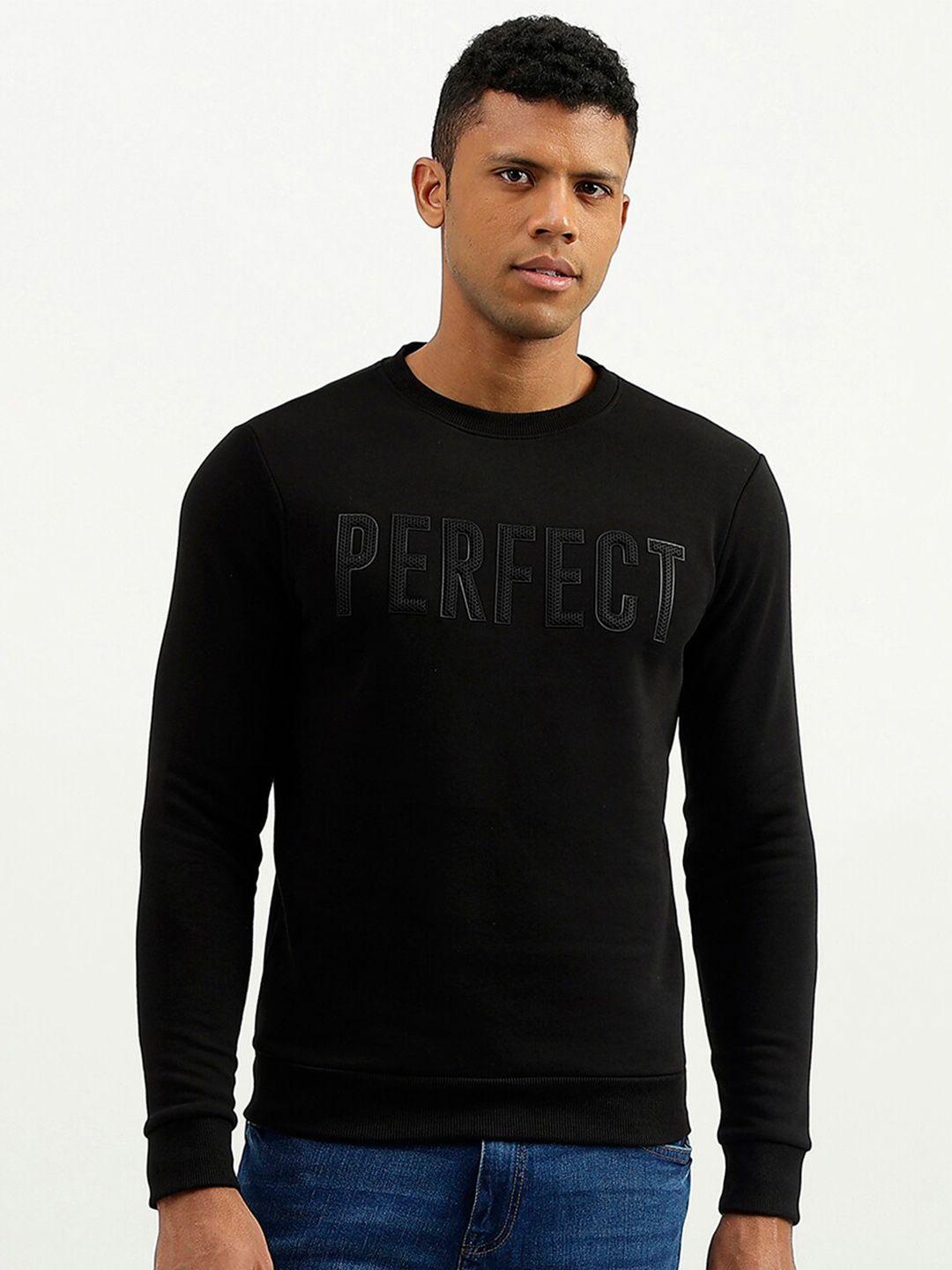 united colors of benetton men black printed sweatshirt