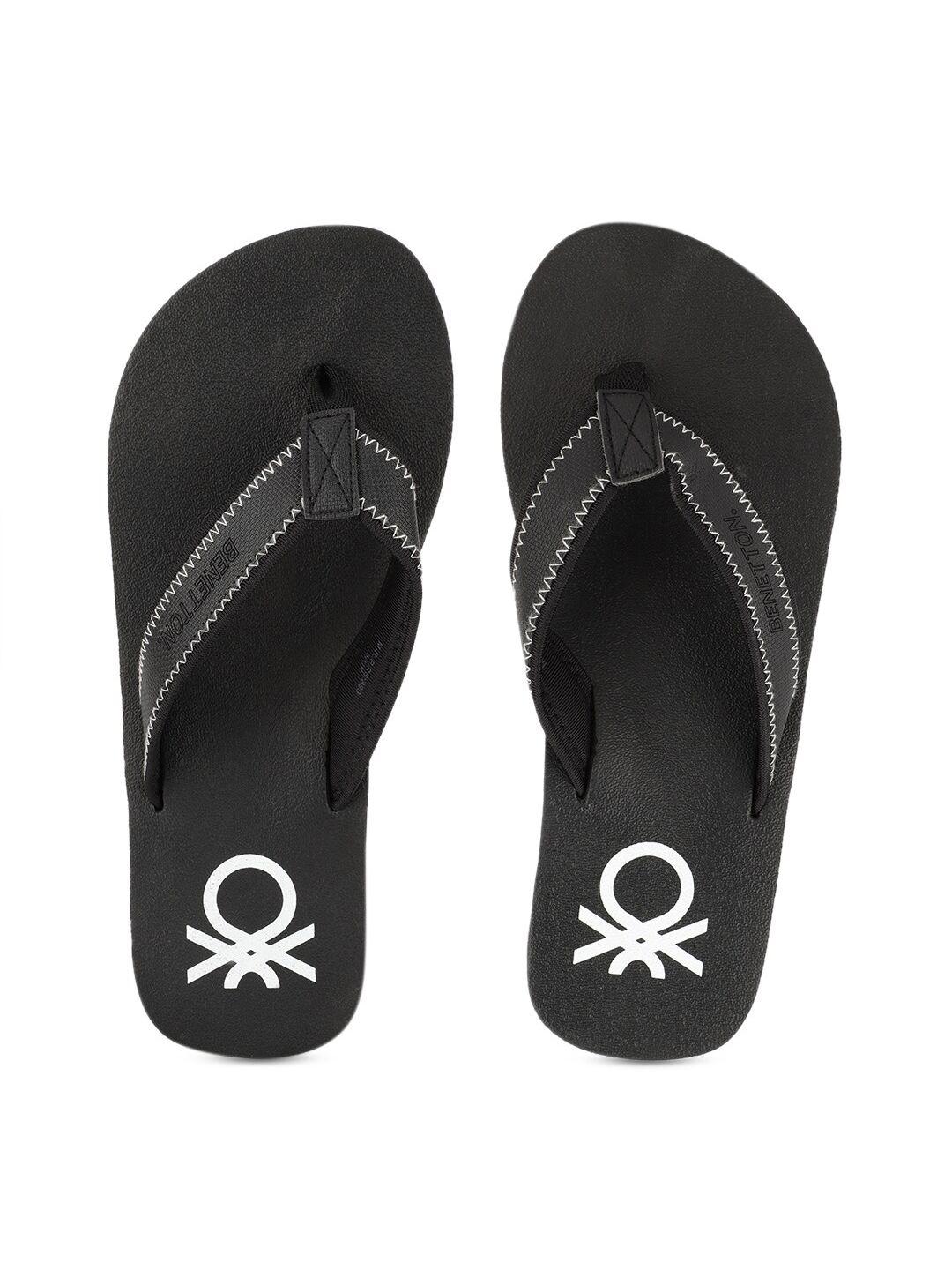 united colors of benetton men black rubber thong flip-flops