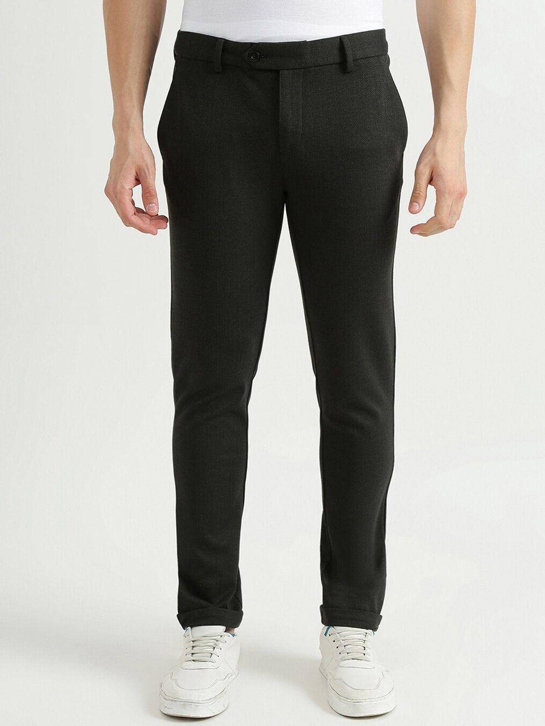 united colors of benetton men black slim fit trousers