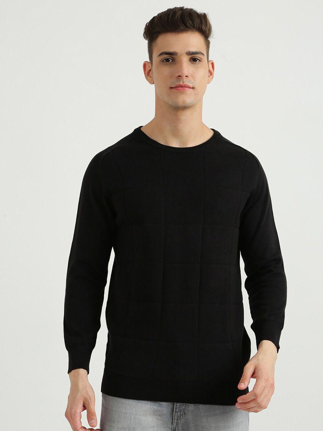 united colors of benetton men black solid cotton sweatshirt