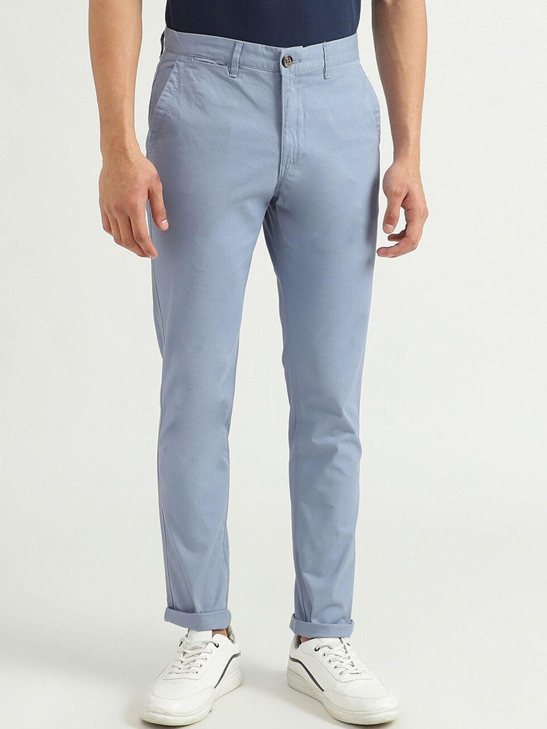 united colors of benetton men blue slim fit trousers