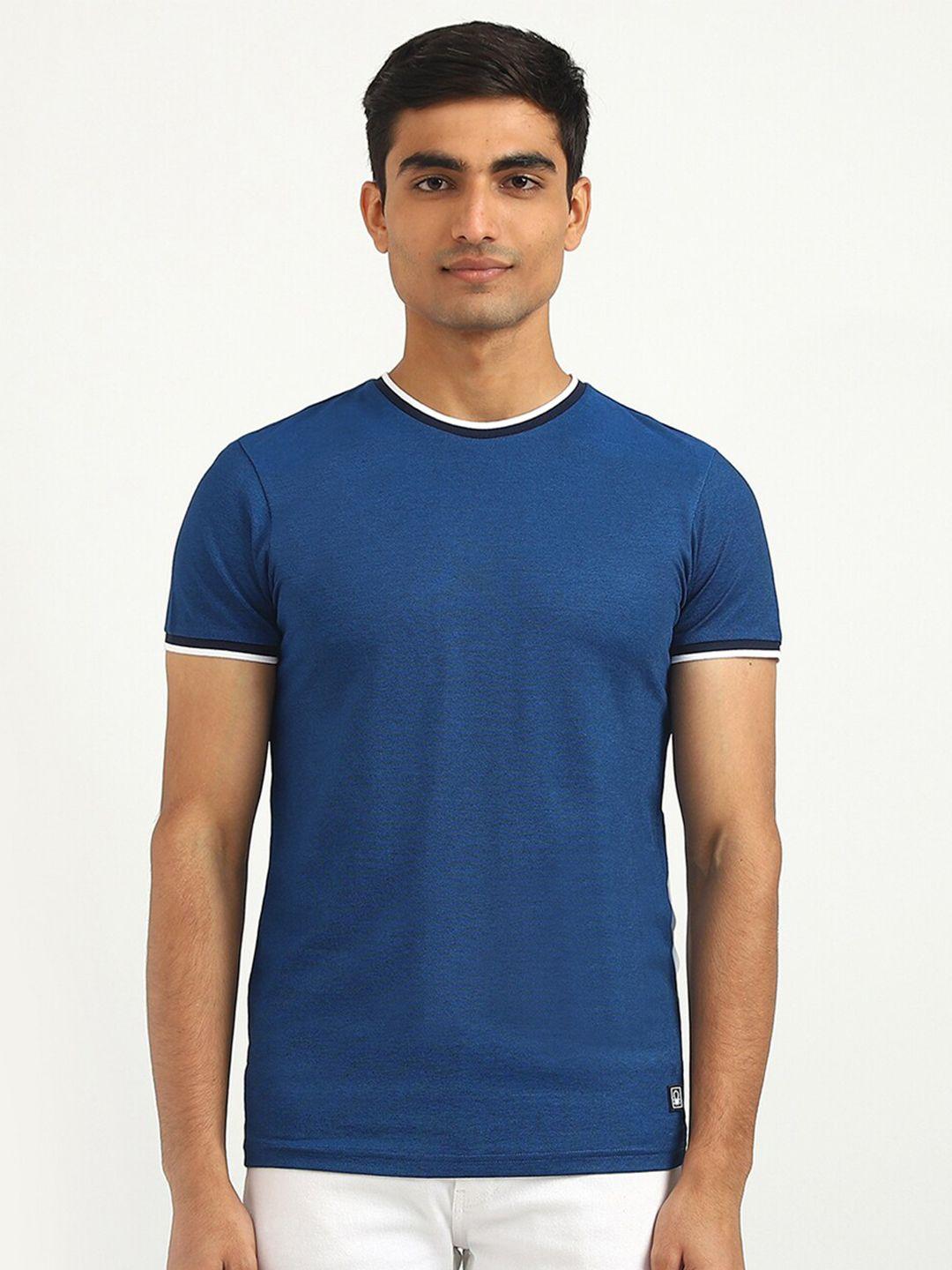 united colors of benetton men blue solid t-shirt