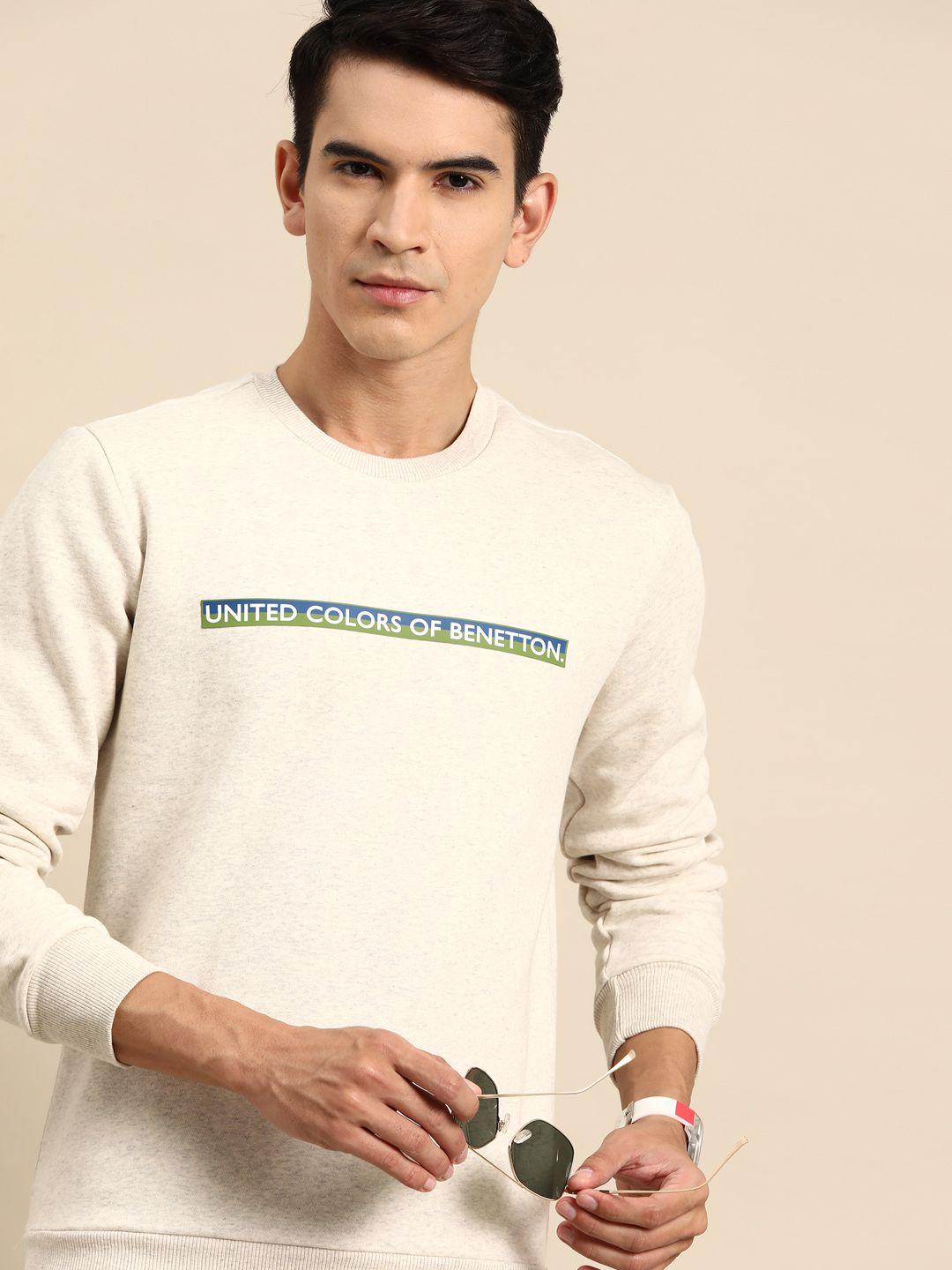 united colors of benetton men brand logo printed sweatshirt