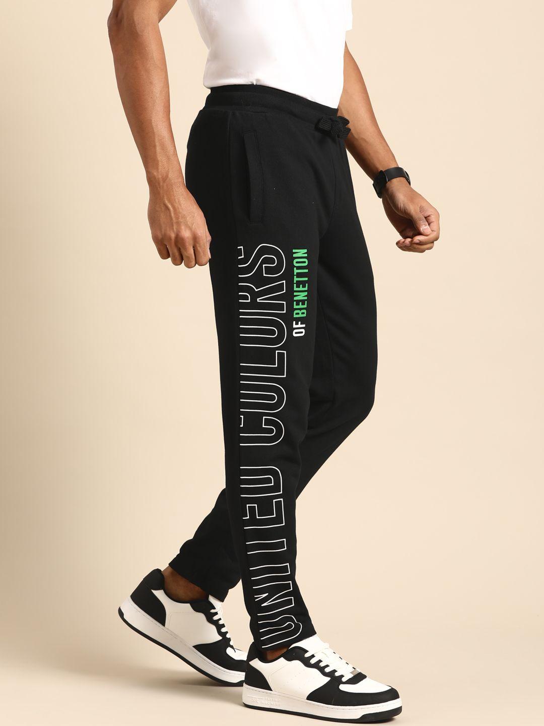 united colors of benetton men brand printed printed pure cotton track pants