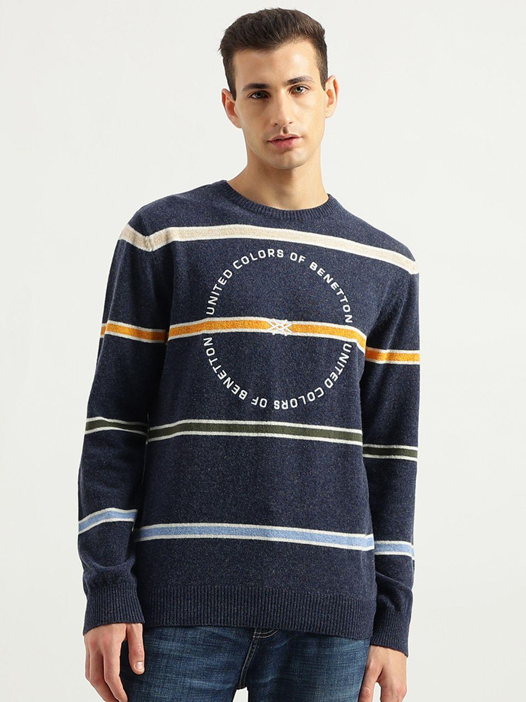 united colors of benetton men colourblocked wool pullover sweater