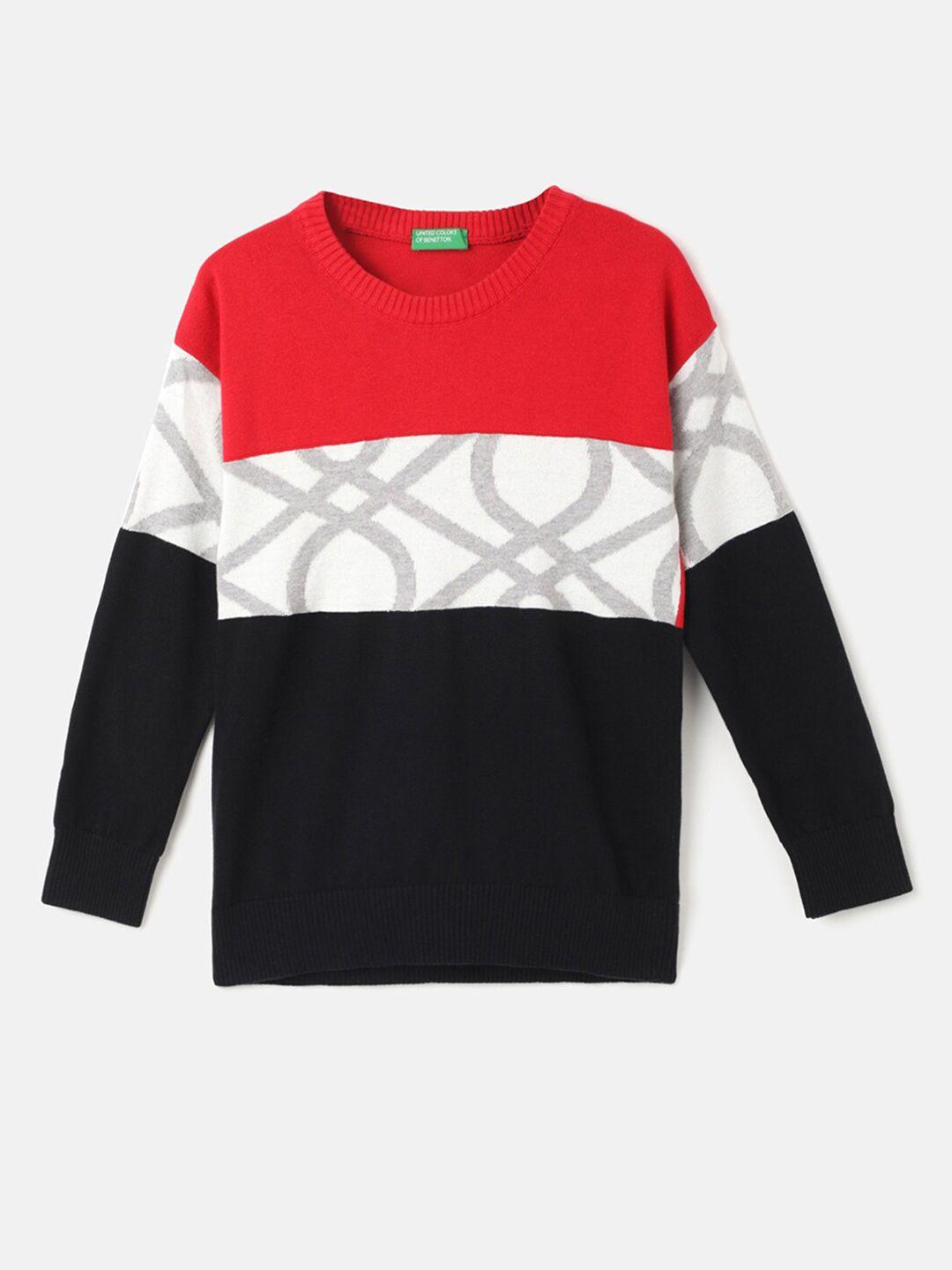 united colors of benetton men colourblocked woollen pullover