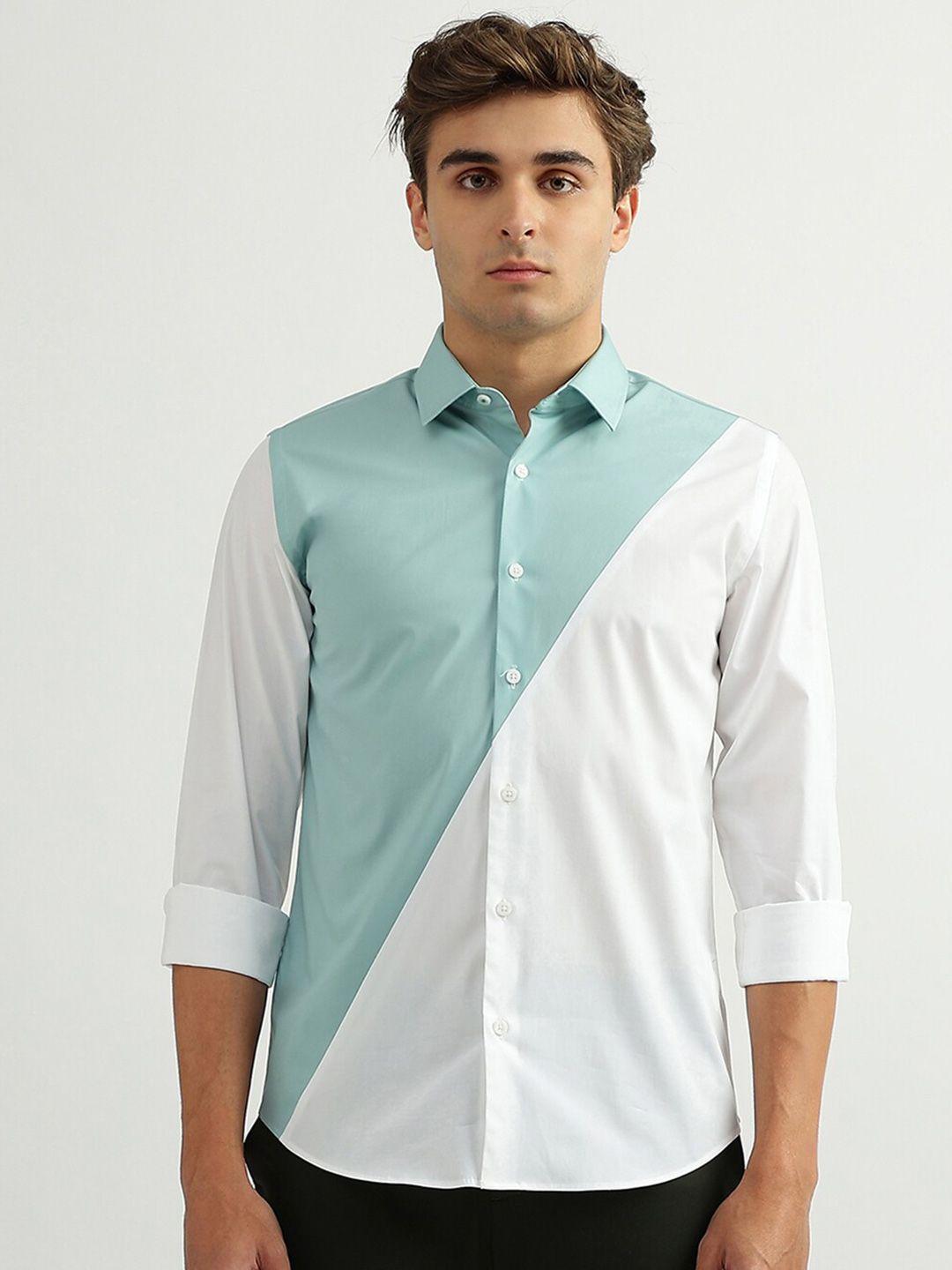 united colors of benetton men cotton colourblocked casual shirt