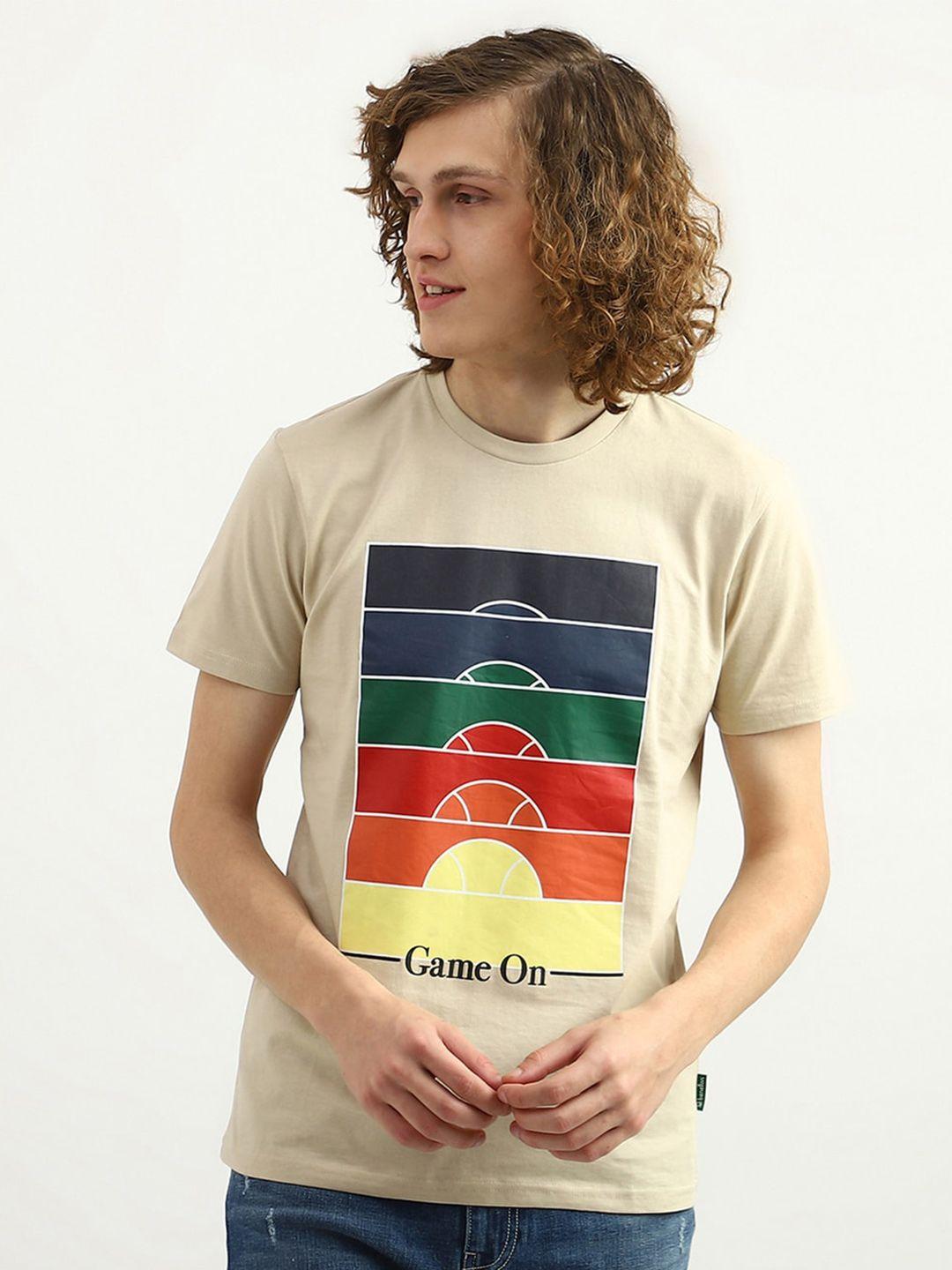 united colors of benetton men graphic printed cotton t-shirt