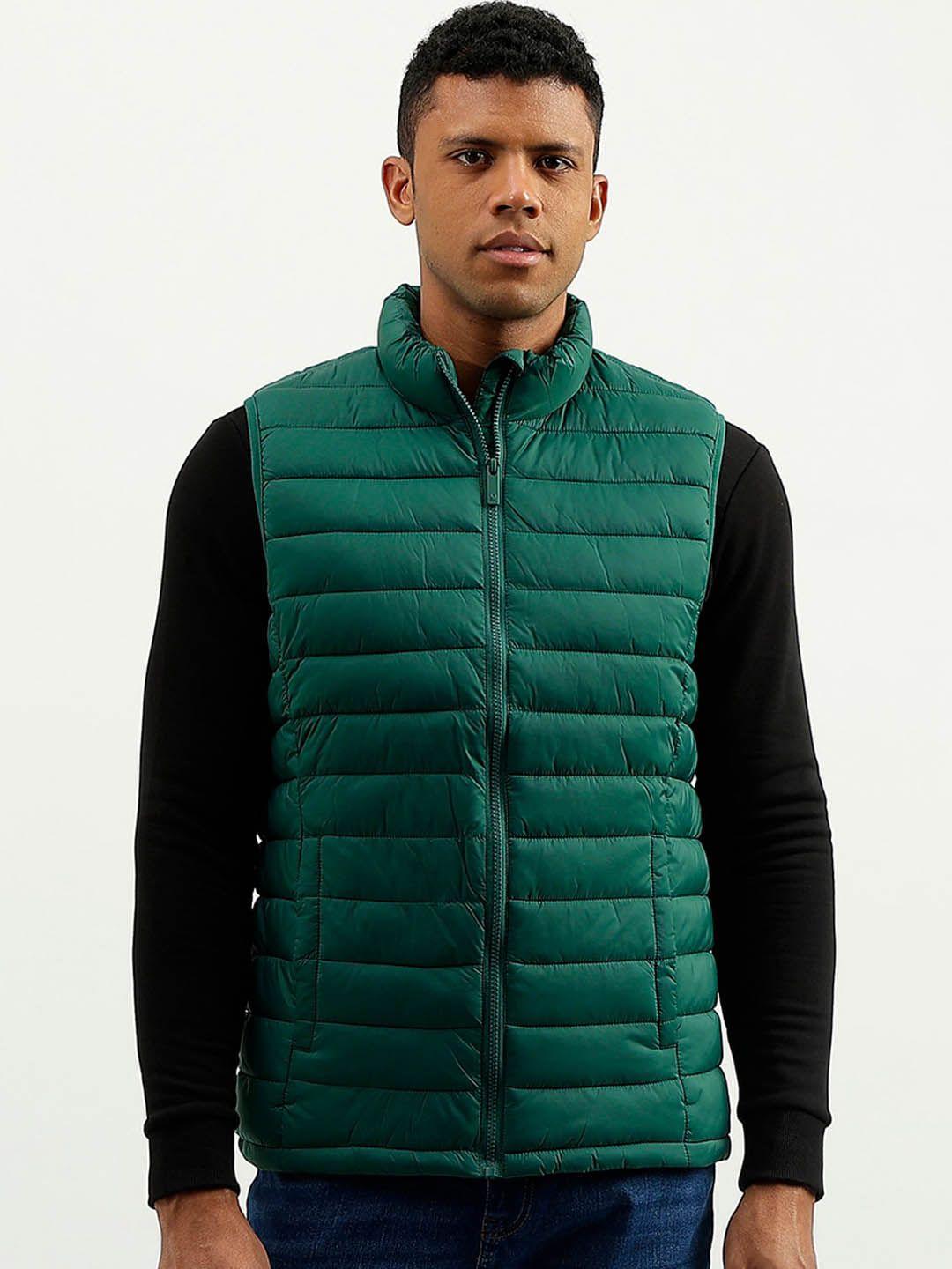 united colors of benetton men green padded jacket