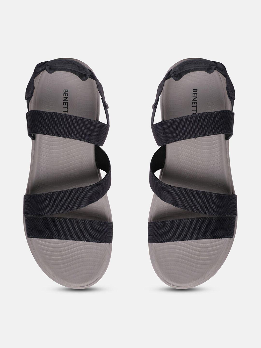 united colors of benetton men grey & black comfort sandals