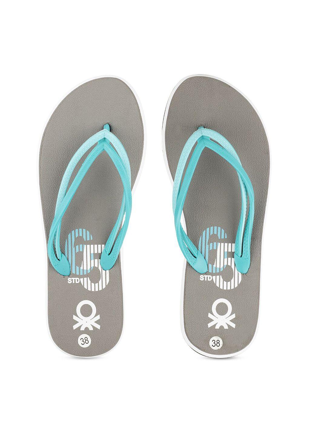 united colors of benetton men grey & blue flip flops