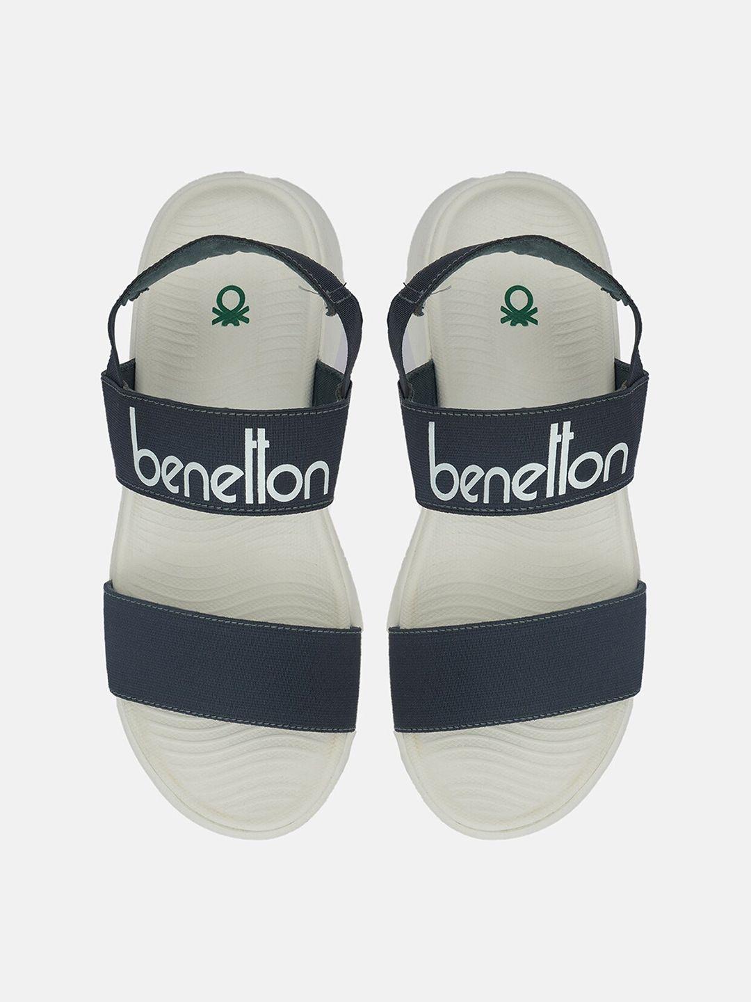 united colors of benetton men grey & blue webbing strap comfort sandals