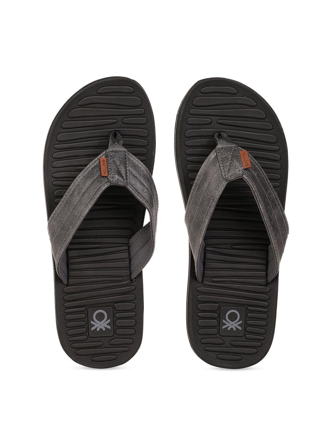 united colors of benetton men grey thong flip-flops