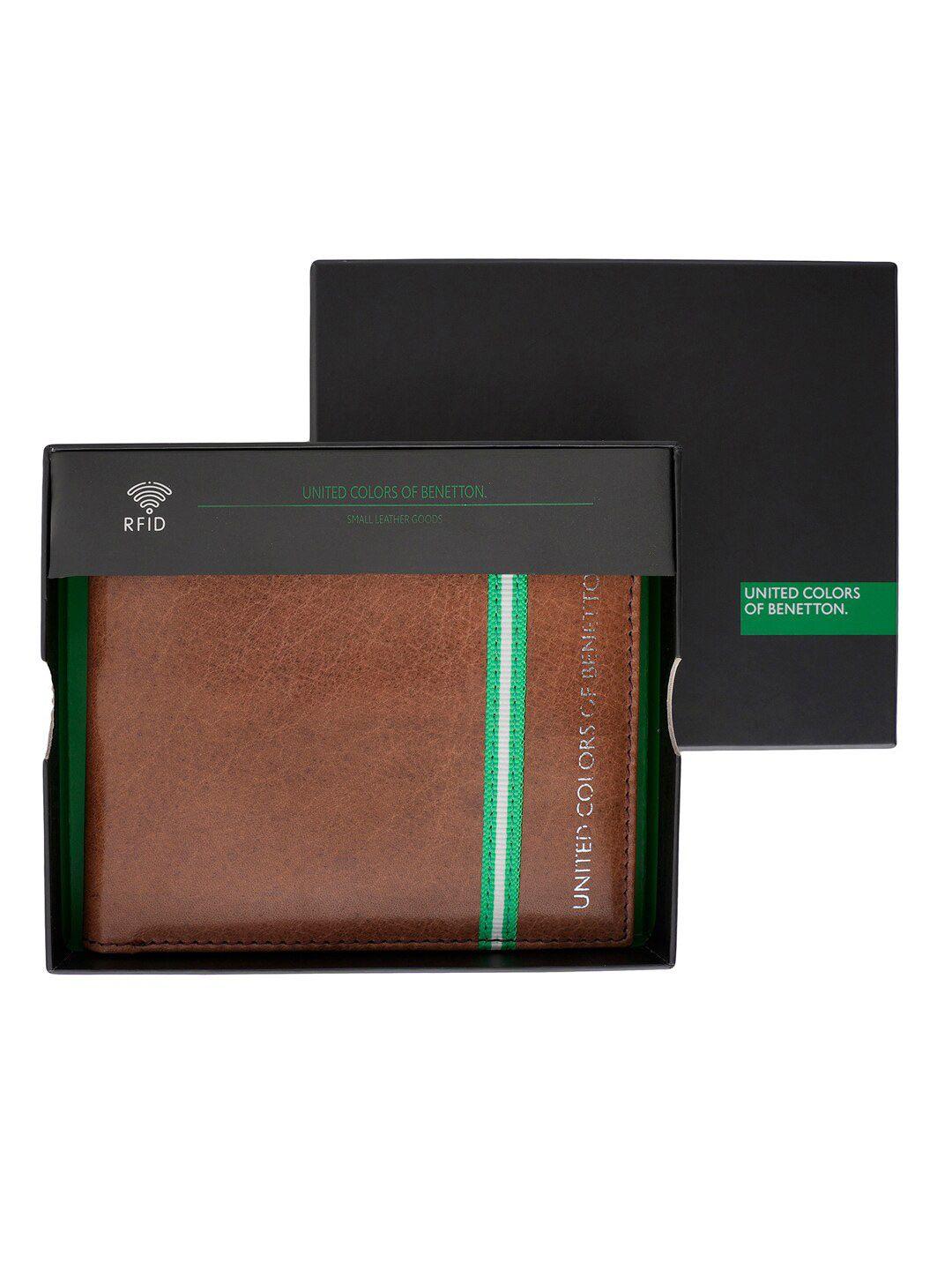 united colors of benetton men leather two fold wallet