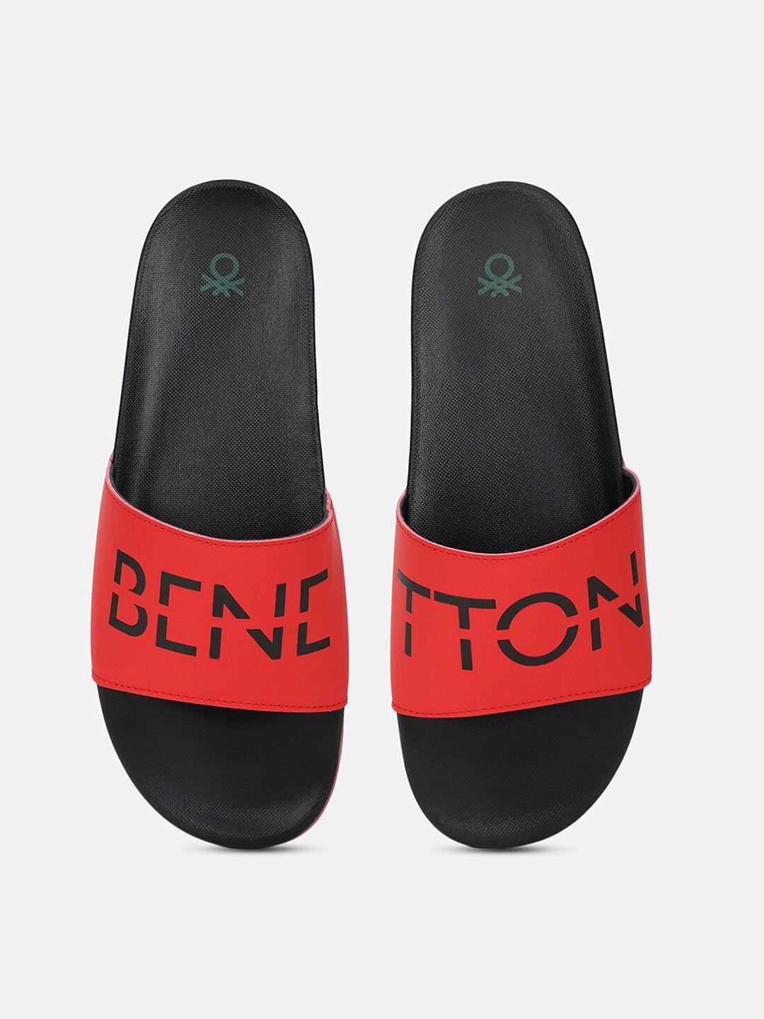 united colors of benetton men logo printed rubber sliders