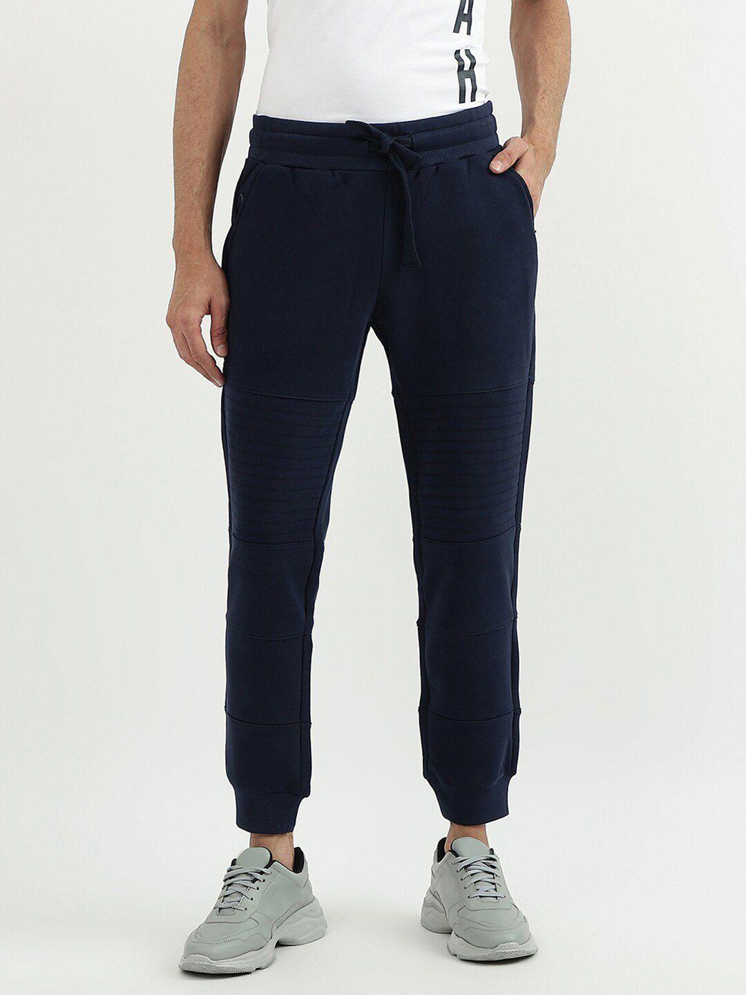 united colors of benetton men navy blue solid track pants