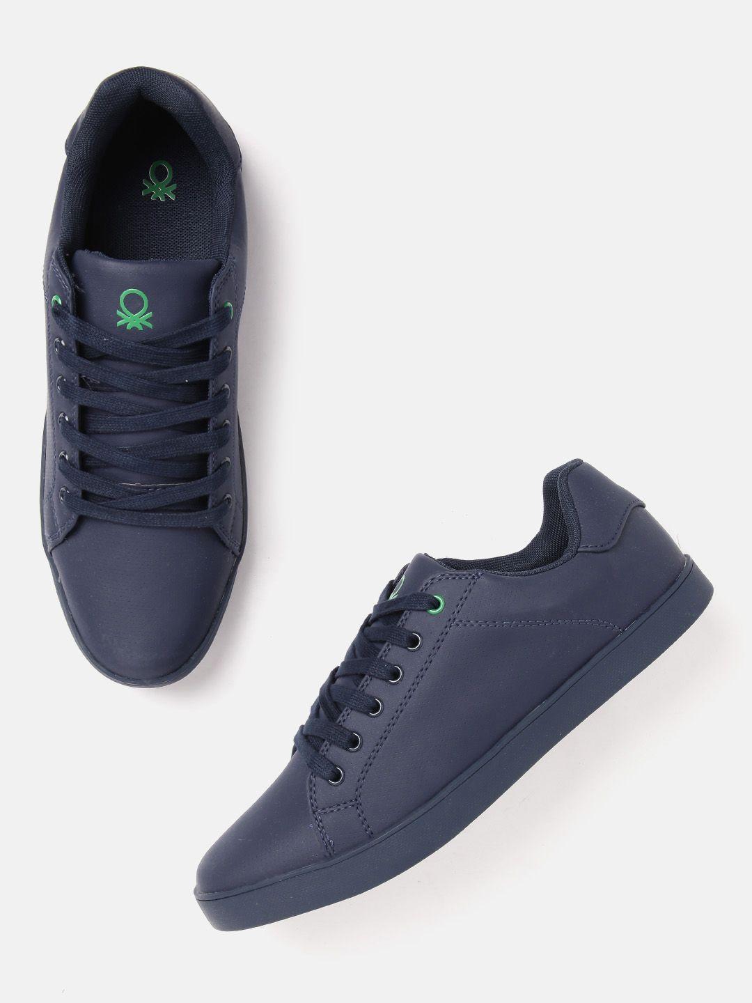 united colors of benetton men navy perforated sneakers
