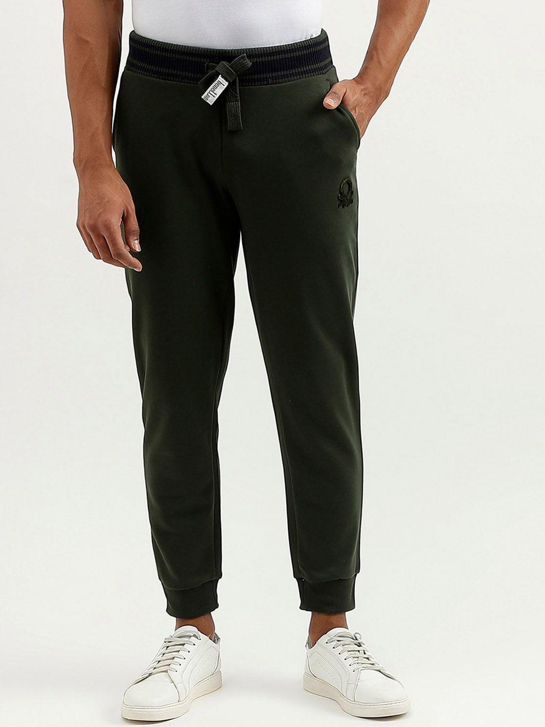 united colors of benetton men olive green joggers trousers