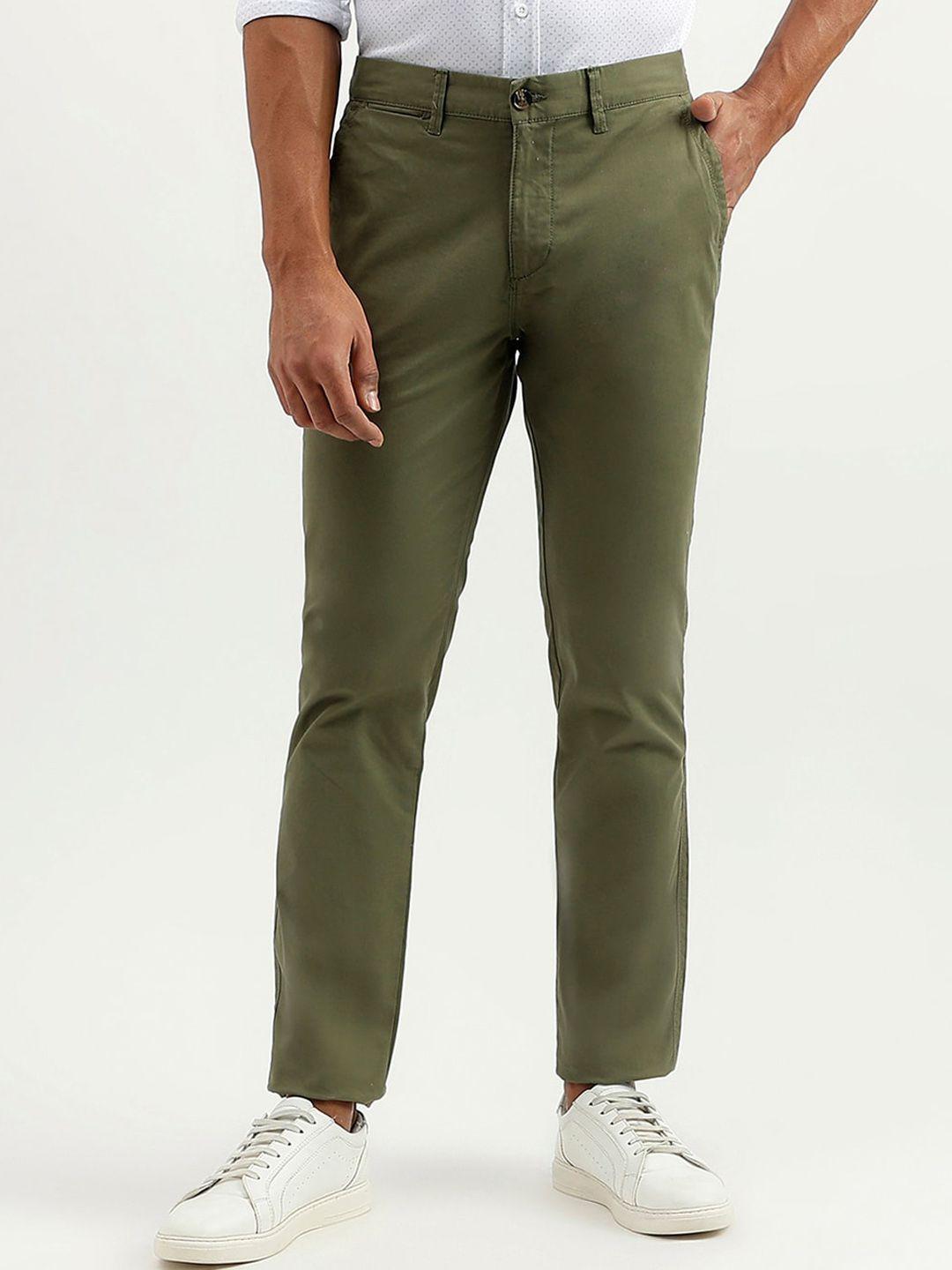 united colors of benetton men olive green slim fit chinos trousers