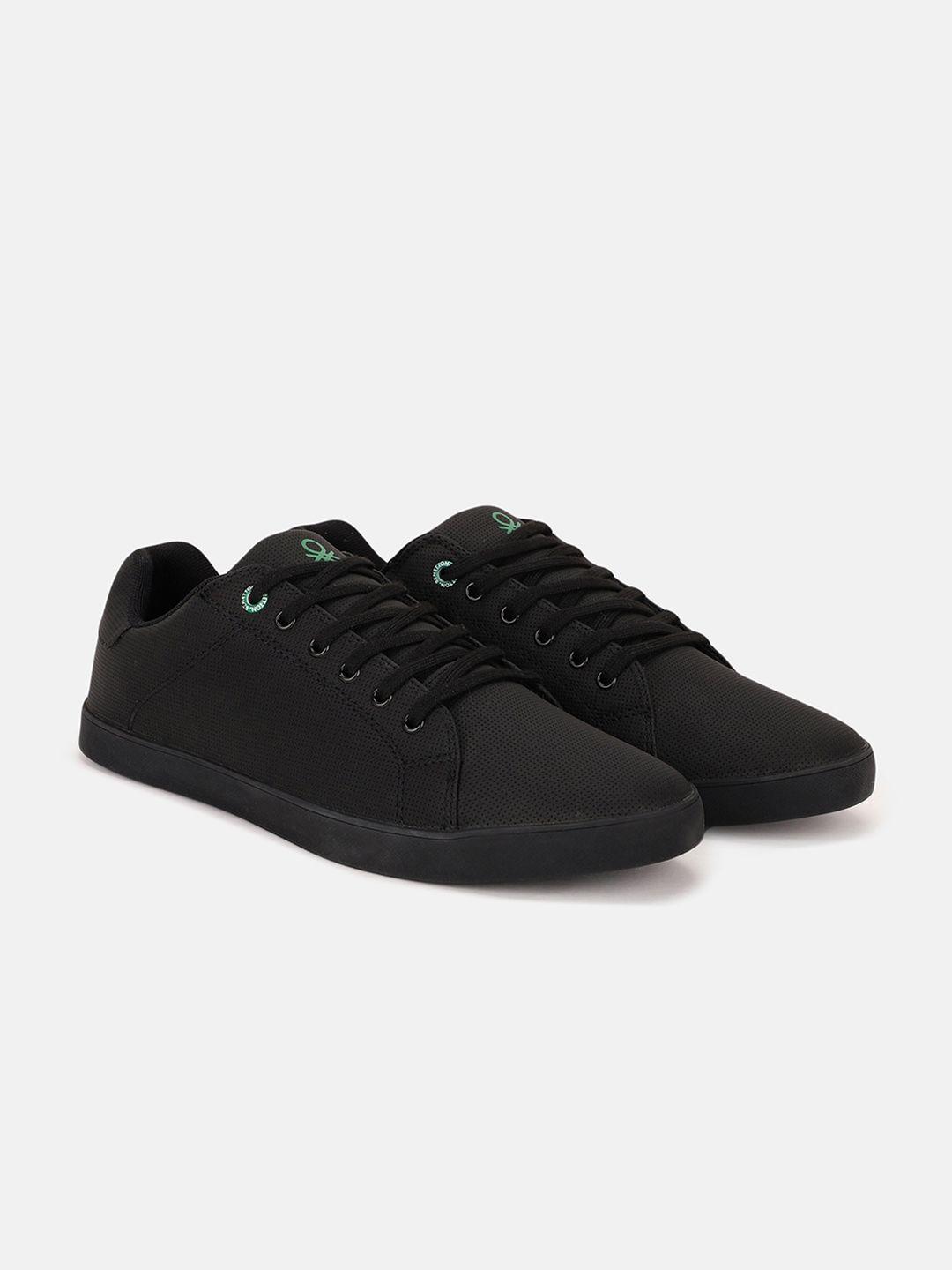 united colors of benetton men perforated lace-up sneakers