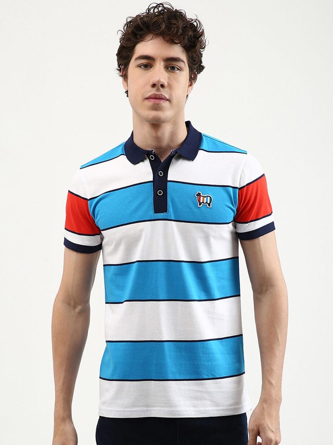 united colors of benetton men pink striped polo collar t-shirt