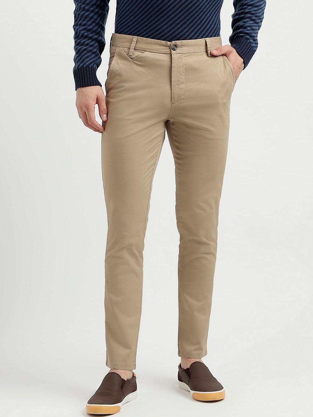 united colors of benetton men plain flat-front slim fit chinos