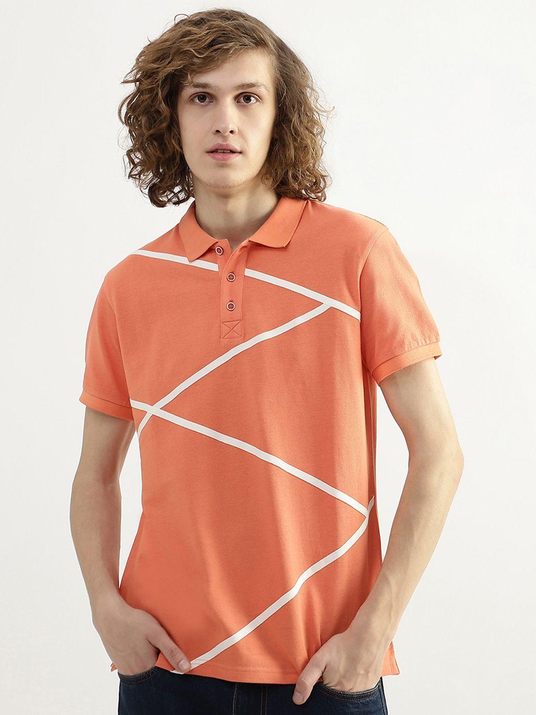 united colors of benetton men printed cotton polo collar t-shirt