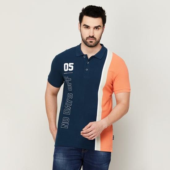 united colors of benetton men printed regular fit casual polo t-shirt