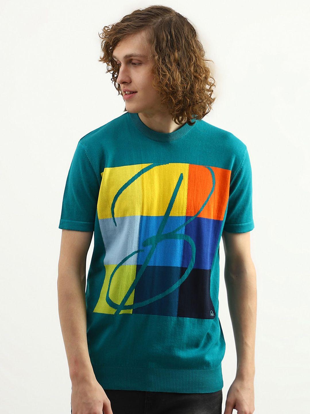 united colors of benetton men printed round neck cotton t-shirt