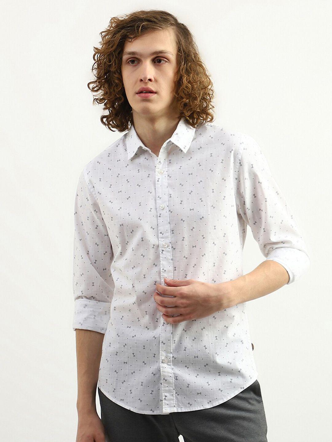united colors of benetton men slim fit printed casual cotton shirt