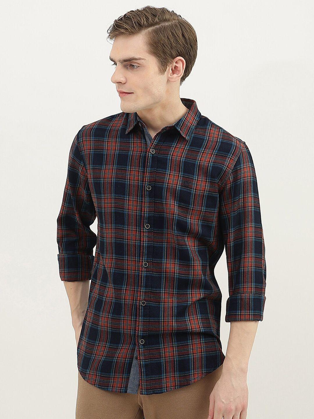 united colors of benetton men slim fit tartan checks checked casual shirt