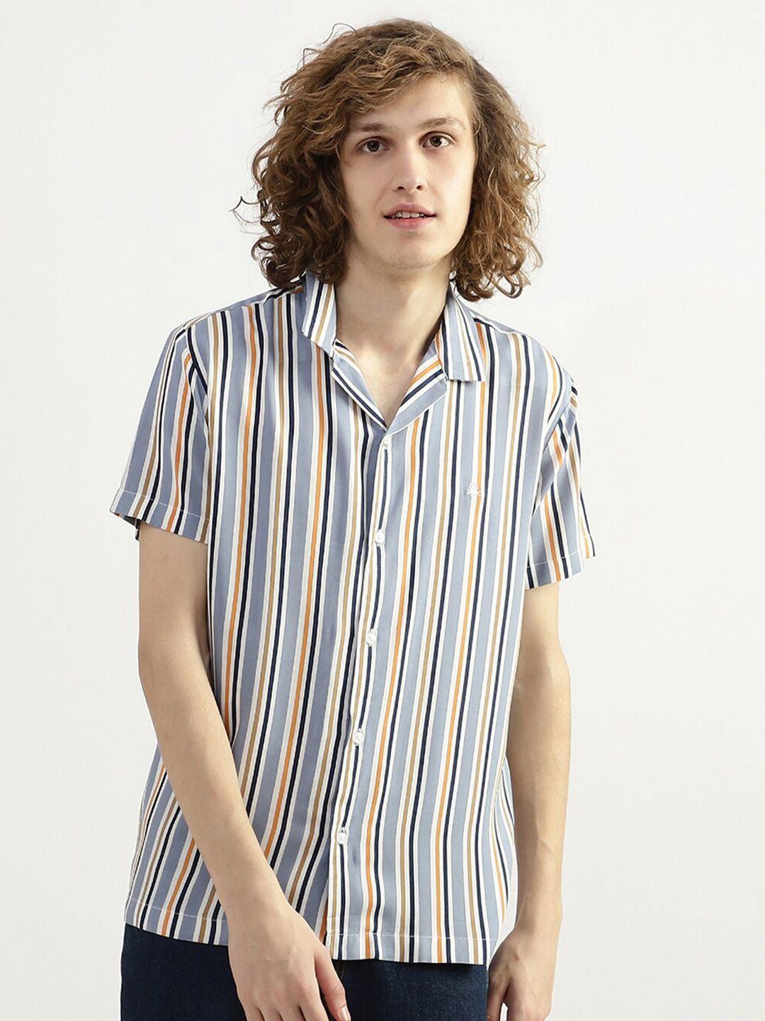 united colors of benetton men striped casual shirt