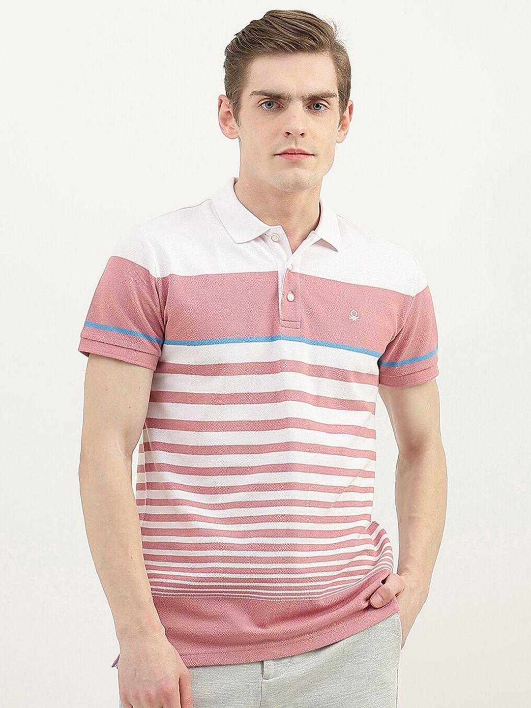 united colors of benetton men striped polo collar cotton t-shirt