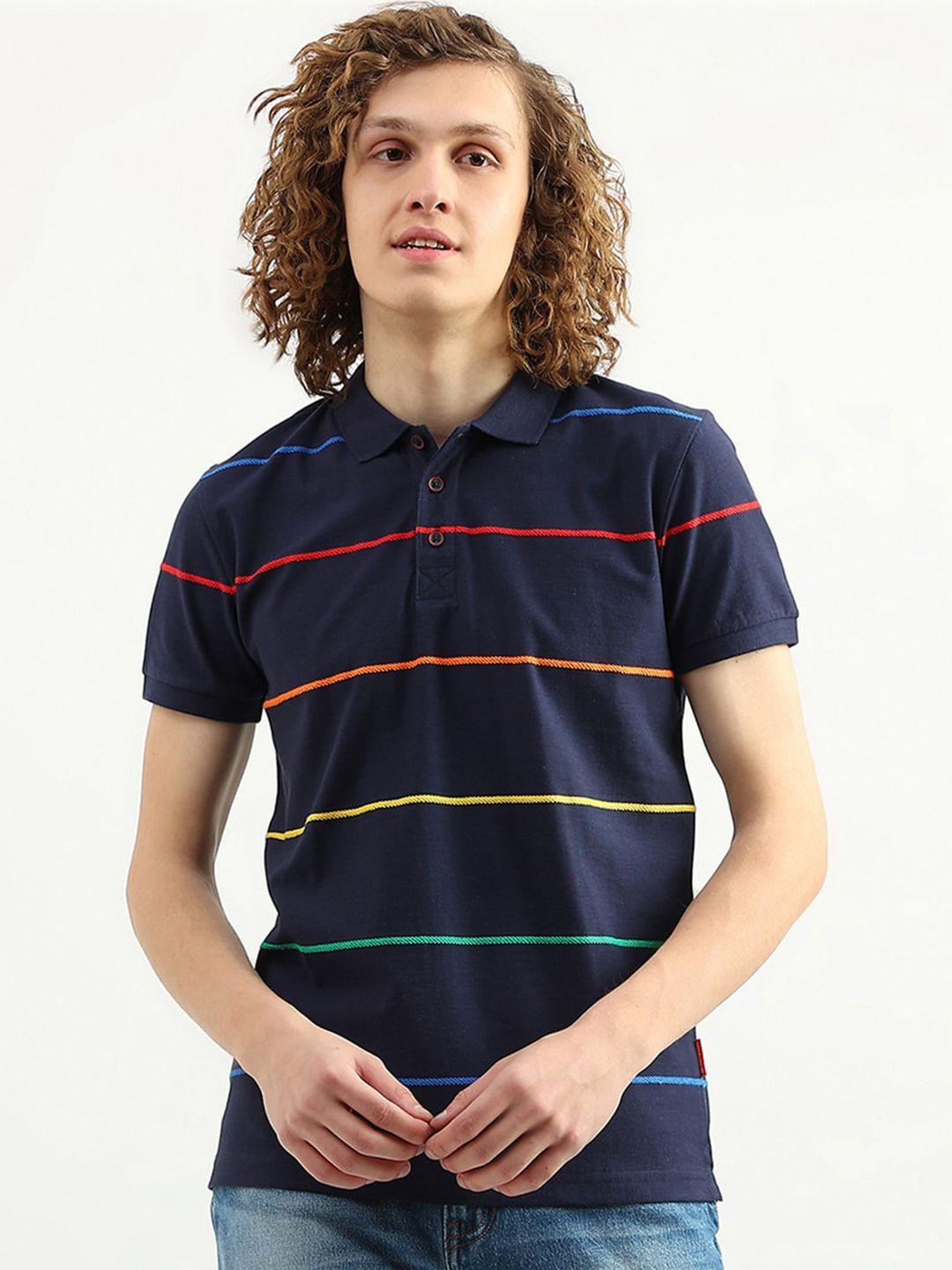 united colors of benetton men striped polo collar t-shirt