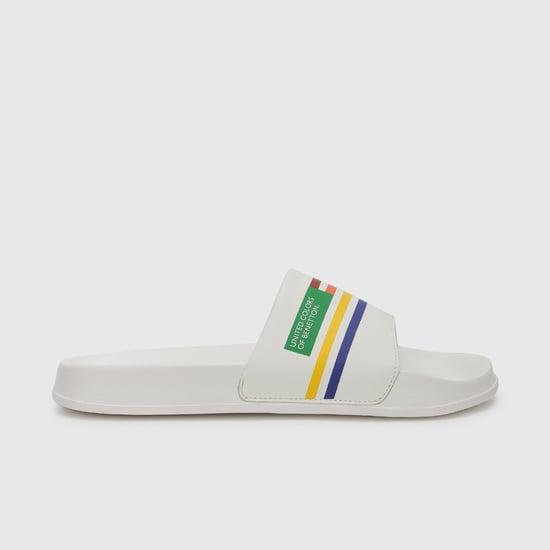 united colors of benetton men striped sliders