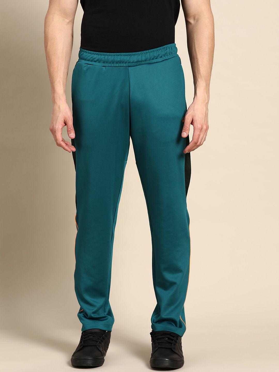 united colors of benetton men teal green solid trousers