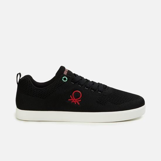 united colors of benetton men textured lace-up sneakers