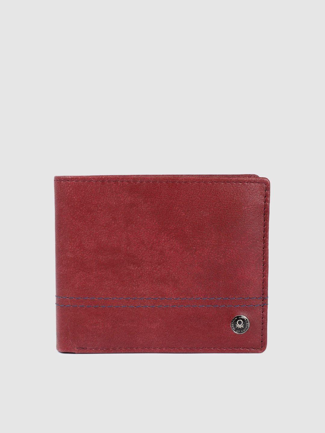 united colors of benetton men textured leather two fold wallet