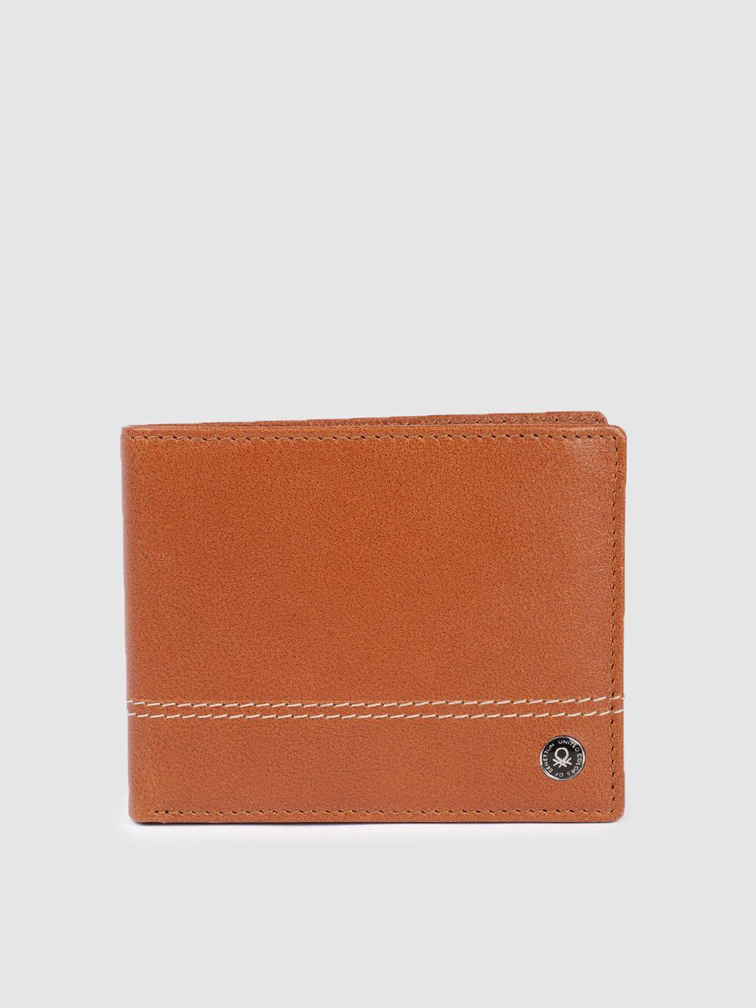 united colors of benetton men textured leather two fold wallet